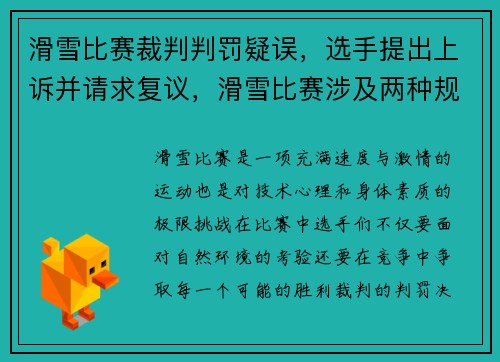 滑雪比赛裁判判罚疑误，选手提出上诉并请求复议，滑雪比赛涉及两种规则
